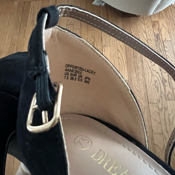 DREAM PAIRS Women's Black Ankle Strap Heels Suede 7.5 - Picture 4 of 4